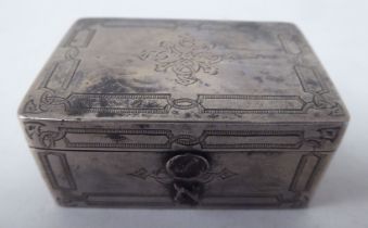 An early Victorian engraved silver box design, combination vesta case with a lidded and
