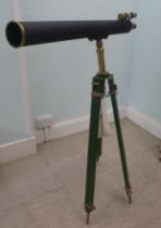 An early 20thC Broadhurst-Clarkson refracting telescope, the brass casing with a shagreen effect