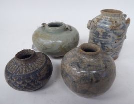 Four items of 17th, 18th and 19thC Korean pottery, variously decorated in basic colours with