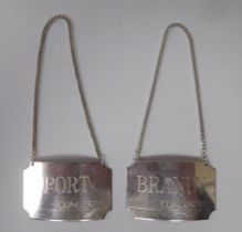 A pair of BA Concorde silver decanter labels, on curved plaques, respectively inscribed 'Port'