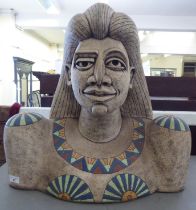 After Carole Windham 'The Goddess Enigma' a textured and painted plaster bust  bears an inscribed