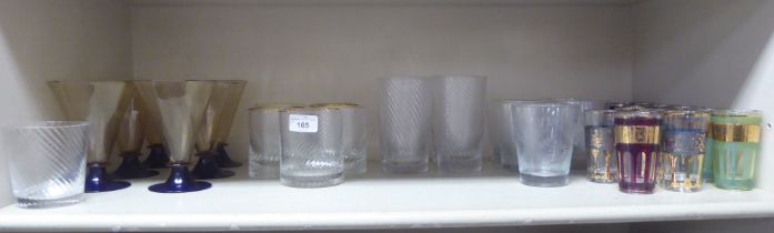 Glassware: to include a set of five Murano wrythen moulded tumblers