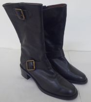 A pair of ladies Hobbs black leather boots with buckle detail  size 39