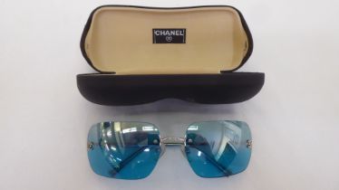 Chanel vintage Y2K rimless turquoise sunglasses  4017 62017  cased