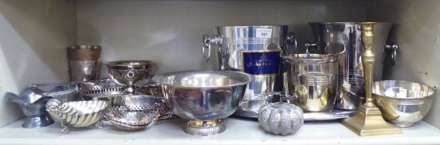 Metalware: to include a stainless steel Champagne bucket with ring handles  9"h