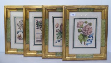 A series of four 19th"C style botanical coloured prints  9" x 6.5"  framed