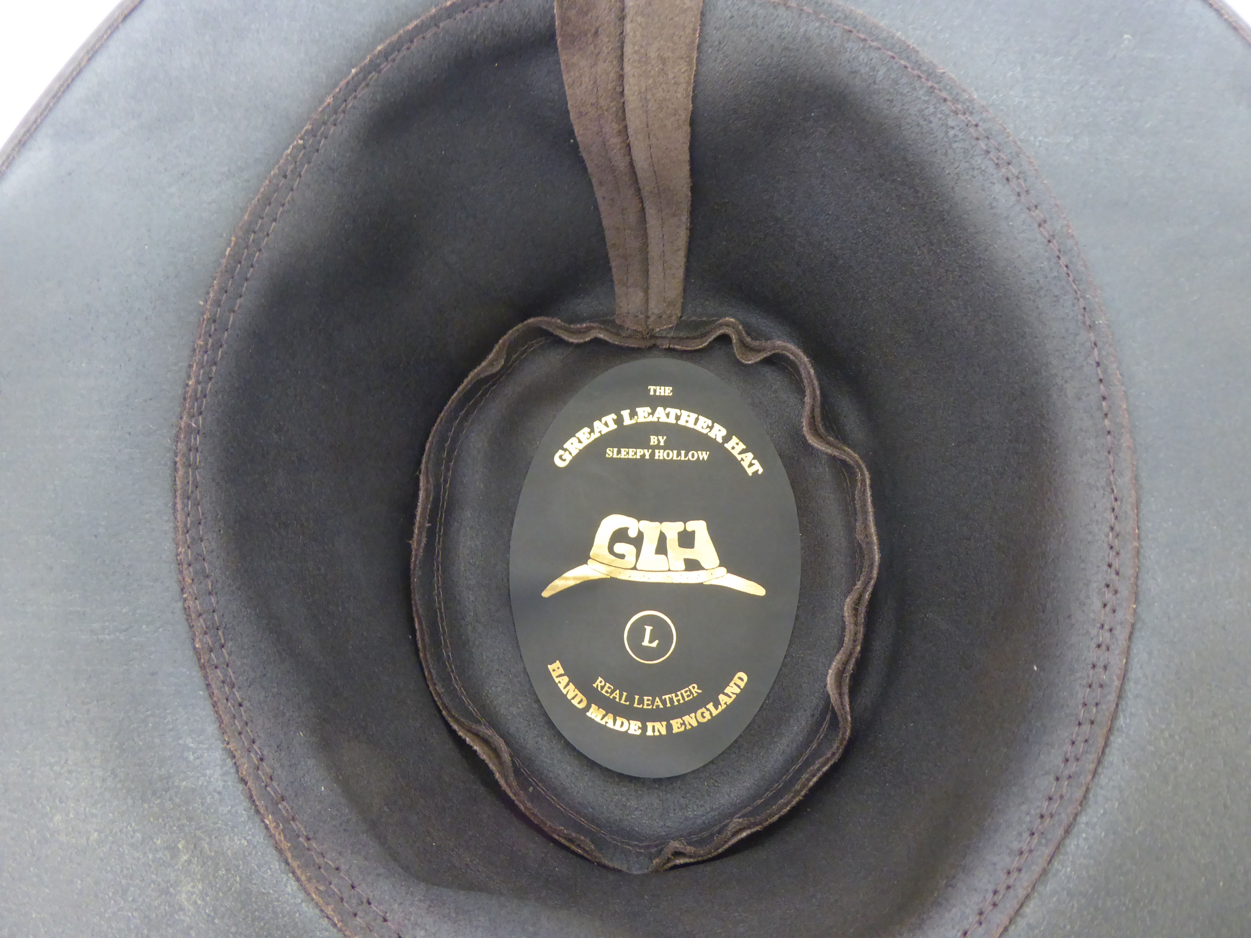 A Great Leather Hat by Sleepy Hollow, in chocolate brown hide  size L - Image 3 of 3