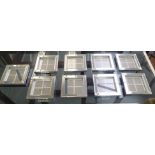 A set of nine mirrored glass photograph frame  9.5"sq