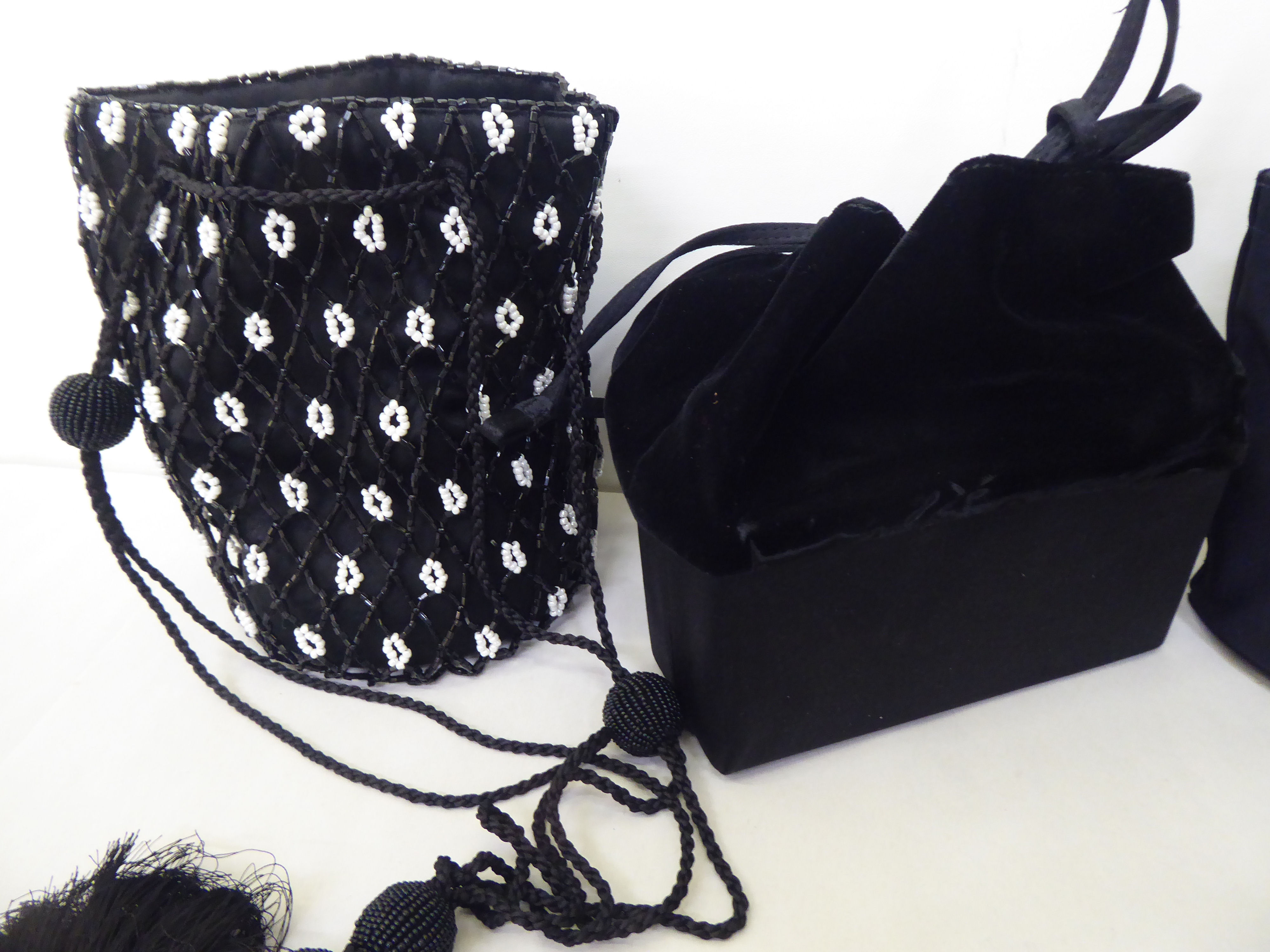 Seven black evening bags, variously decorated in beads and sequins: to include an Anya Hindmarch and - Image 3 of 5