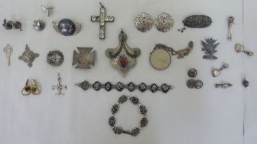 Silver, silver coloured and white metal items of personal ornament: to include a pair of earrings;