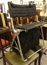 A Bantam folding canvas and aluminium chair with integral game bag