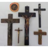 Crucifix: to include one in stained oak with a copper effect Corpus Christi  21"h