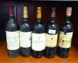 Five bottles of wine, viz. Chateau Talbot  1995; Chateau Haut Reys  1995; Chateau Certan  1983;