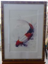 Lee Preston - a carp  watercolour  bears a pencil signature  15" x 21"  framed