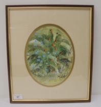 Ron Folland - a floral study  mixed media  bears a signature  9.5" x 7"  framed