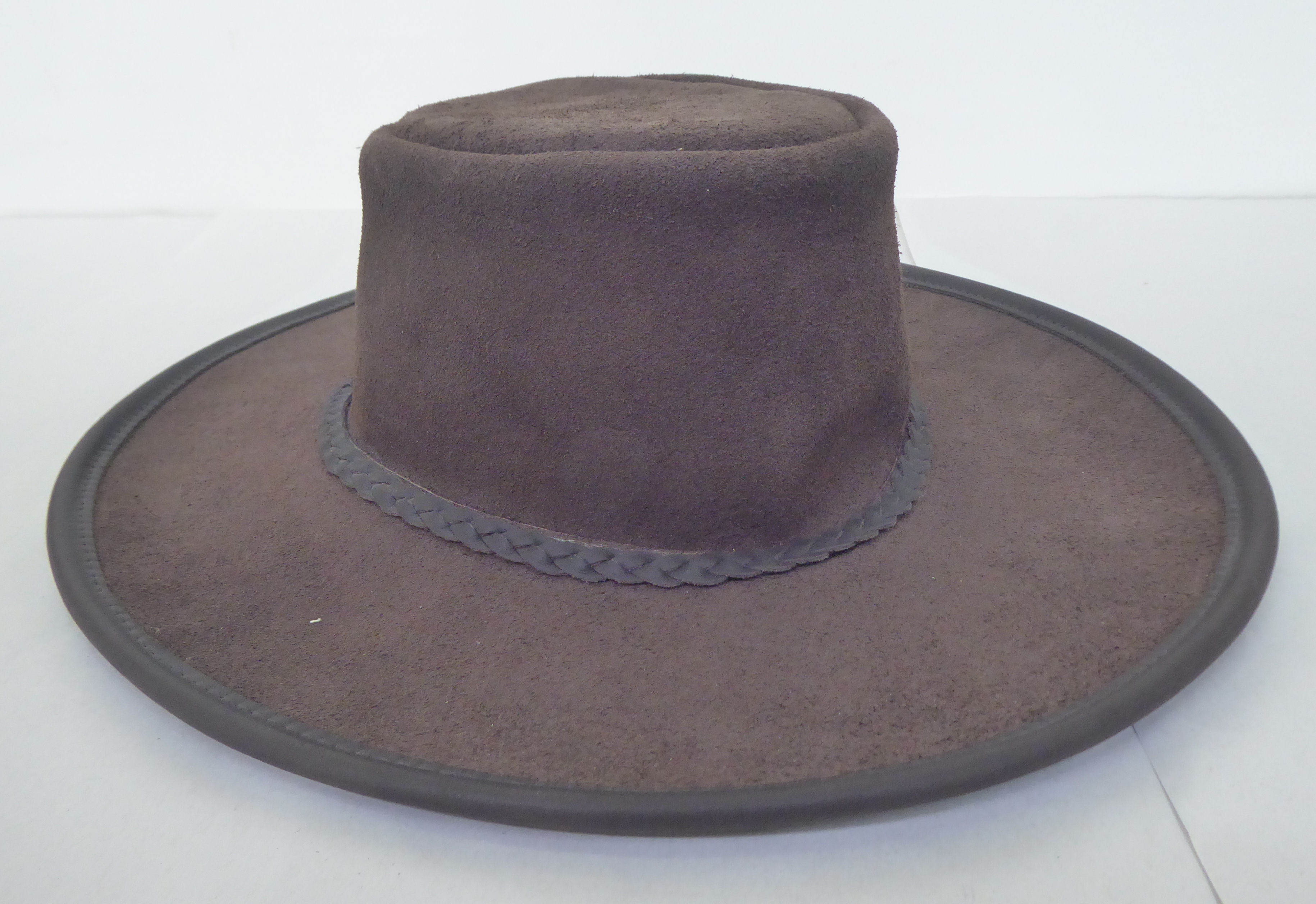 A Great Leather Hat by Sleepy Hollow, in chocolate brown hide  size L