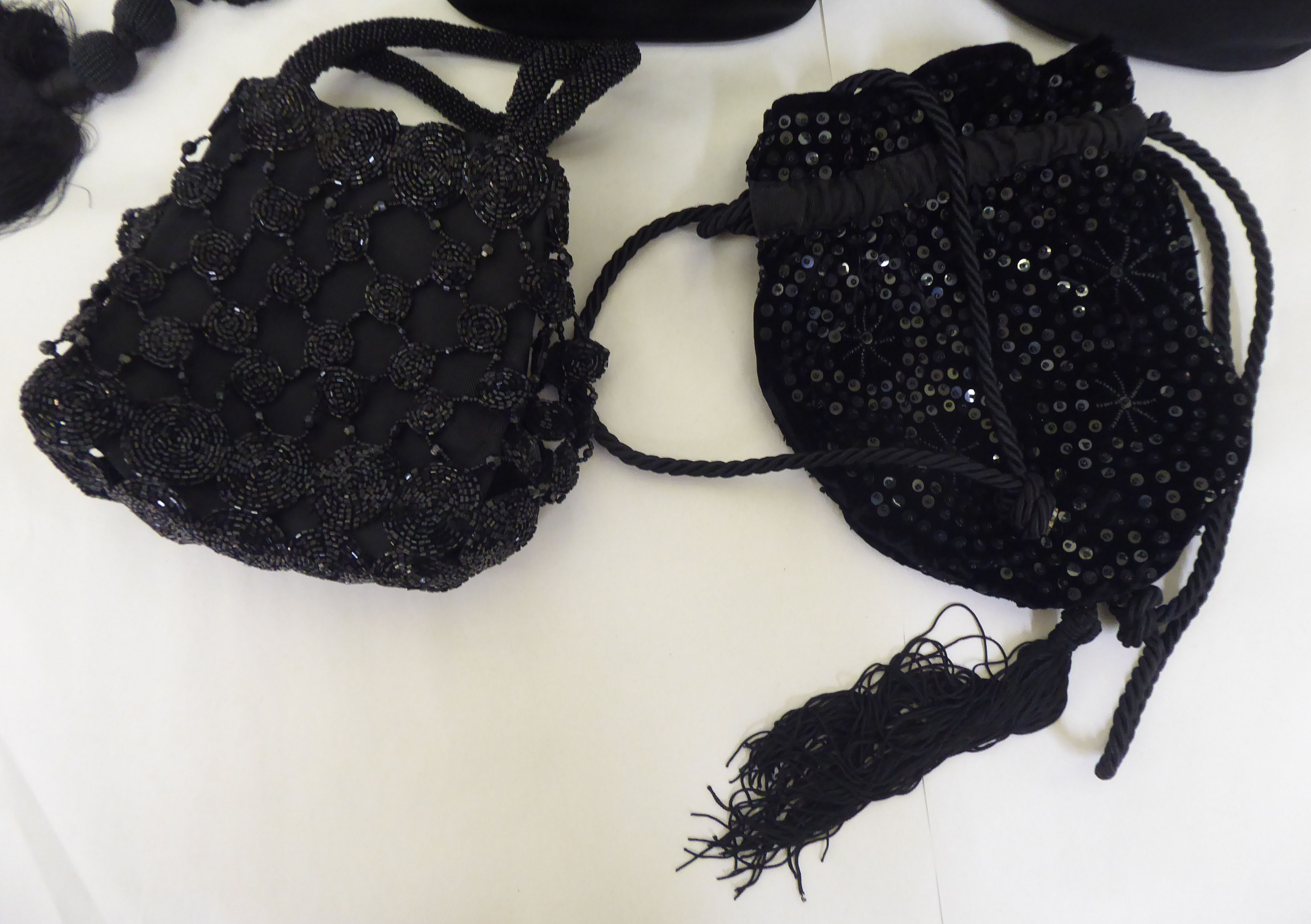 Seven black evening bags, variously decorated in beads and sequins: to include an Anya Hindmarch and - Image 2 of 5