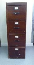 A mid 20thC mahogany four drawer filing cabinet, on a plinth  52"h  17"w