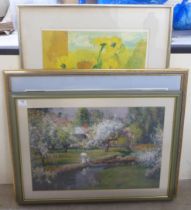 Three framed pictures: to include after Bernard Cathelin - 'Autumn'  print 16" x 22"