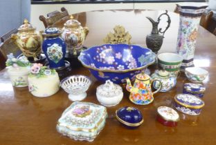 Cloisonné, porcelain and other collectables: to include miniature teapots and vases  4"h