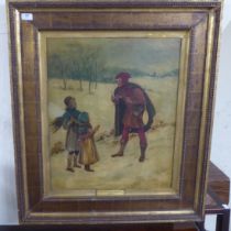 Lionel Bundy - 'The Strolling Minstrel'  oil on canvas  bears a signature  23" x 20"  framed