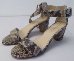A pair of ladies Kurt Geiger snakeskin effect, heeled, open toe sandals  size 39