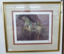 After Edwina Maloney - 'Tang Horse'  Limited Edition 12/70 coloured print  bears a pencil signature
