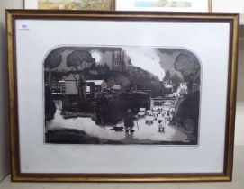 After Graham Clarke - 'Waiting at the Crossing'  Artists Proof  bears a pencil signature  13.5" x