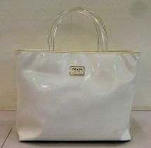A Prada Bianco Spazzolato & PL handbag with a dust cover  circa 1998