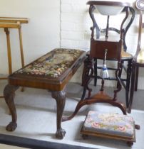 Small, mainly 19thC furniture: to include a late Regency black painted bedroom chair