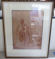After William Russell Flint - two women wearing formal gowns  coloured print  20" x 27"  framed
