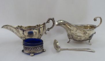 Silver and white metal collectables: to include a sauce boat, on splayed feet  Sheffield marks