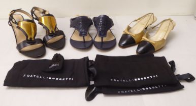 Three various pairs of ladies shoes: to include an example by Rene Mancini  size 39