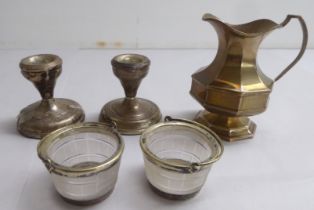 Silver collectables: to include a milk jug of octagonal pedestal design  indistinct Birmingham marks