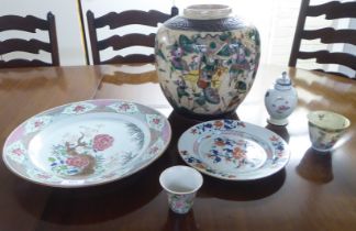 18thC and later Chinese and other Oriental ceramics: to include a porcelain charger  14"dia