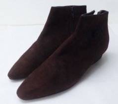 A pair of ladies Bruno Magli brown suede, low heeled ankle boots  size medium