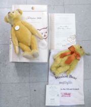 Two Steiff White Label Teddy bears: to include 'Musical Bear'  11"h