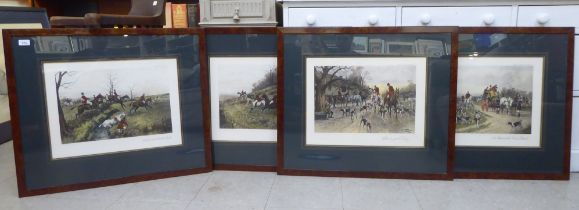 A set of four hunting scenes  prints  15" x 21"  framed