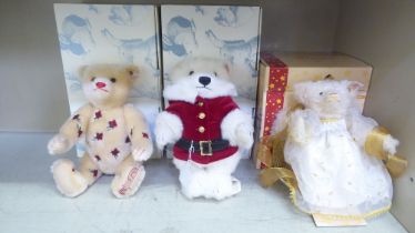 Three Steiff White Label Teddy bears: to include a fairy  8.5"h  boxed