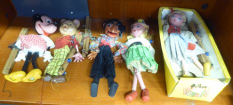 Pelham and other puppets: to include Gypsy; and a Minnie Mouse