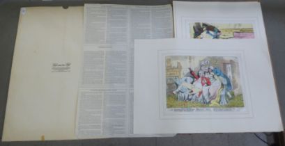 A folio collection of five James Gillray  Limited Edition 2184/2500 prints of 18thC interior scenes