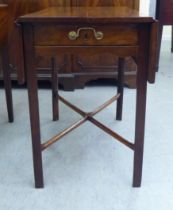 A 19thC style mahogany Pembroke table, the top with square corners, over an end drawer, raised on