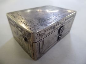 An early Victorian engraved silver box design, combination vesta case with a lidded and