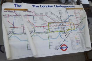Two colour printed London Underground maps  rolled  35" x 47"