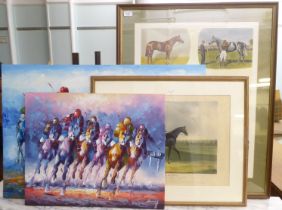 Equestrian themed pictures and prints: to include after Richard Stone Reeves - 'The Five Greatest