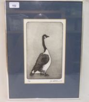 After Julian Williams - a goose  Limited Edition 1/45 monochrome print  bears a pencil signature  6"