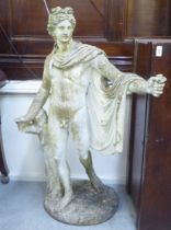 A composition stone garden statue, a Roman  41"h