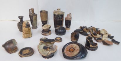 Fragments of ancient painted earthenware items: to include vases  various sizes