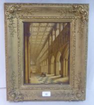 Late 19thC European School - a cathedral interior  oil on board  9" x 11"  framed