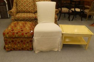 Small furniture: to include a yellow painted low table  23"h  28"w